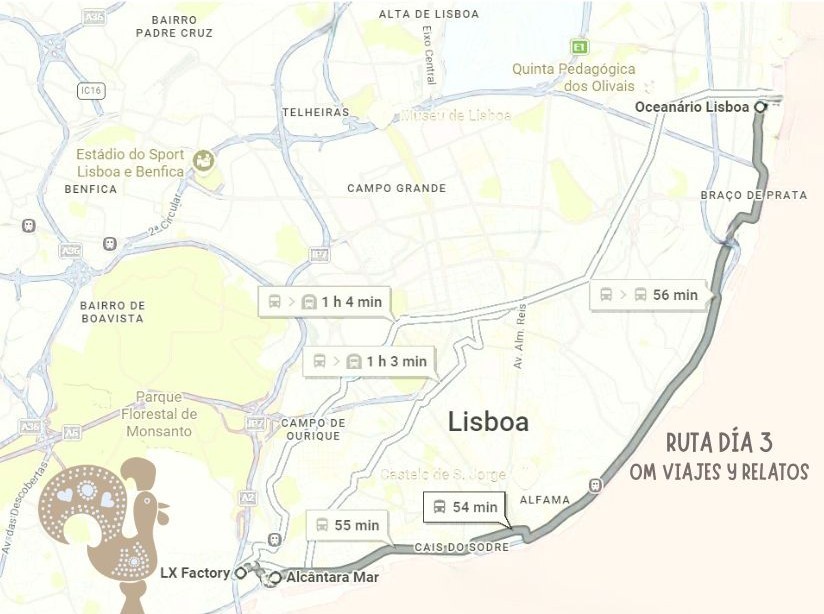 Mapa día 3 cosas que ver en Lisboa 3 días.