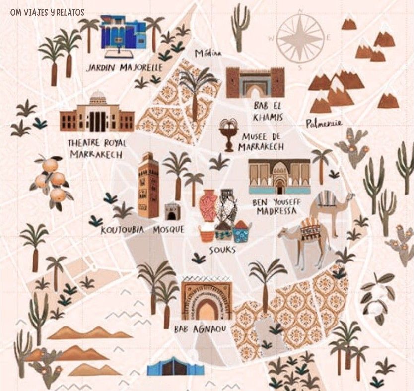 Mapa turistico de todo lo que ver en Marrakech en 3 días
