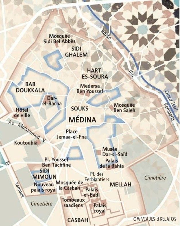 Que ver en Marrakech en 4 dias: Mapa de Marrakech: Medina.