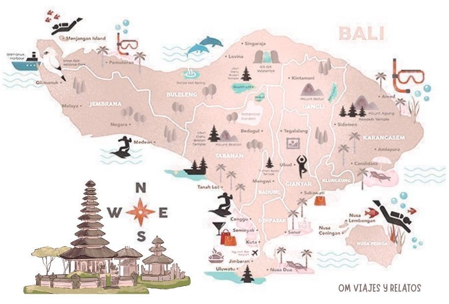 mapa turistico para viajar a bali por libre
