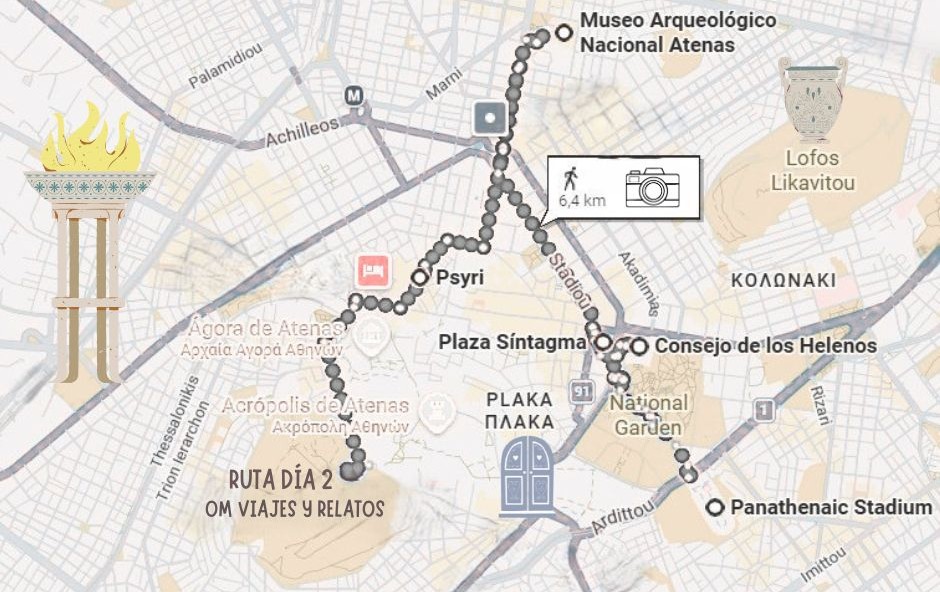 mapa qué ver en Atenas en 3 días, día 2