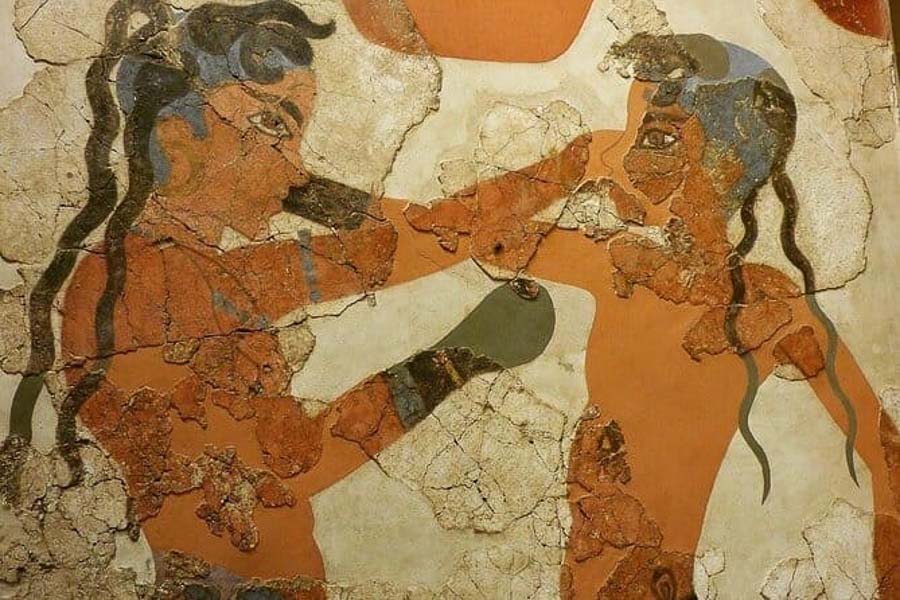 Fresco antiguo expuesto en el Museo Arqueológico Nacional de Atenas, una visita cultural muy recomendable que ver en Atenas en 2 dias.