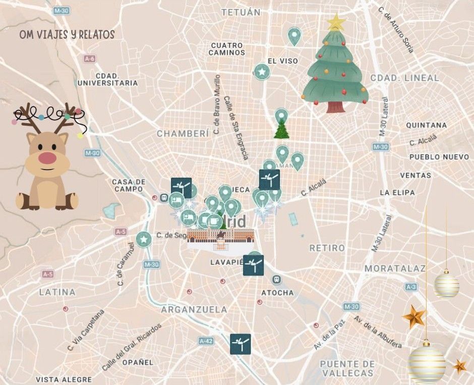 Mapa de las cosas que hacer en Madrid en Navidad gratis