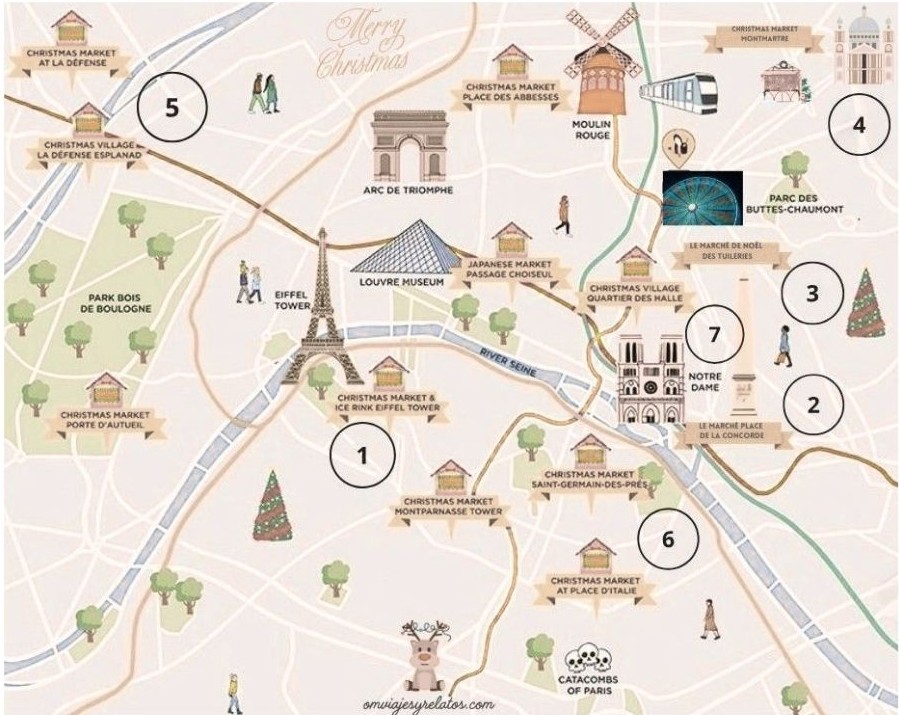 Mercados Navideños de París mapa