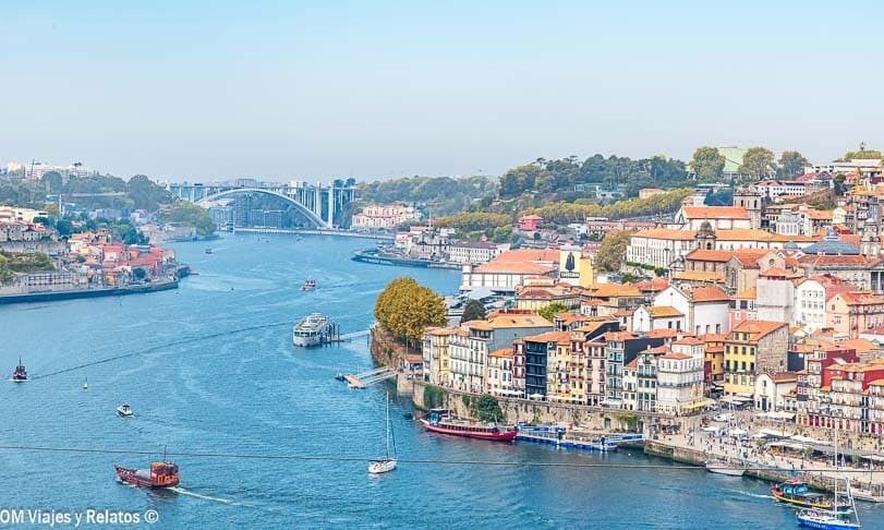 Panorámica del río Duero y las casas de Ribeira en Oporto, una de las mejores vistas que ver en Oporto en 2 días.