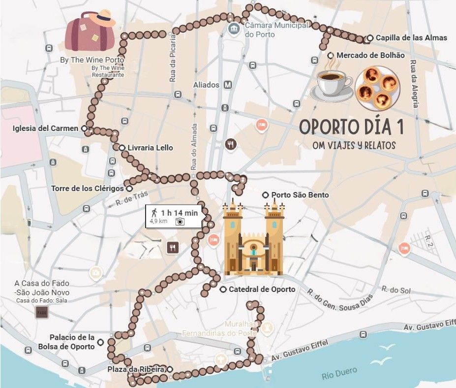 Que-ver-en-Oporto-en-2-dias-mapa-primer-dia