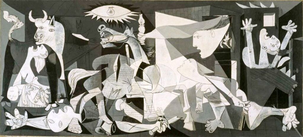 Cuadro Guernica de Pablo Picasso expuesto en Madrid, obra icónica que ver y hacer en Madrid en Navidad gratis.
