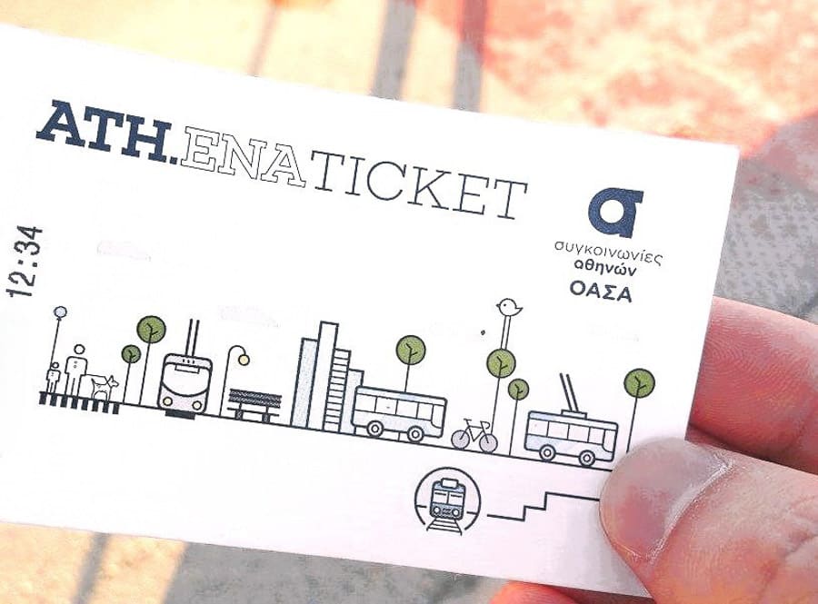 Billete ATH.ENA Ticket de transporte público en Atenas, útil para moverte en la ruta de que ver en Atenas en 3 días.