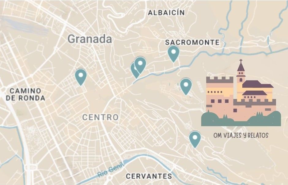 Mapa de los hoteles en Granada con vistas Alhambra