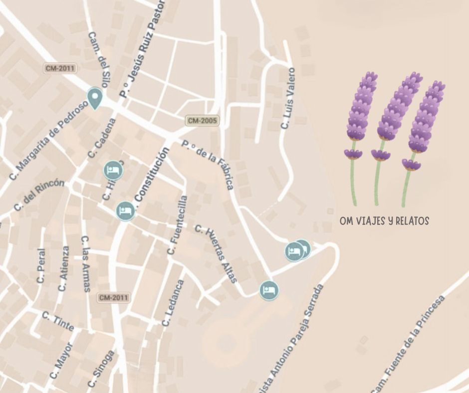 Mapa de los lugares donde dormir en Brihuega, Guadalajara