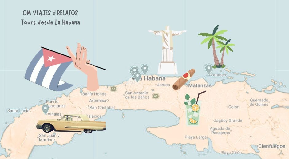Mapa de las cosas que ver cerca de La Habana en Cuba
